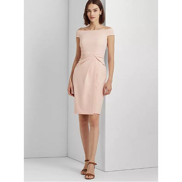 LAUREN RALPH LAUREN Crepe Off-the-Shoulder Dress Size 10 - Picture 1 of 6